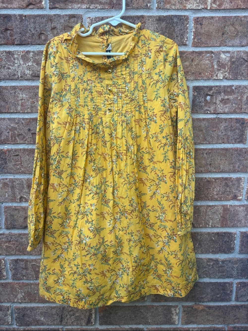 Janie and Jack Mustard Yellow Floral Long-Sleeve Dress